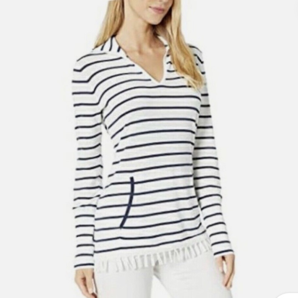 Lilly Pulitzer Crestwood Sweater White Maritime Stripe size Small
